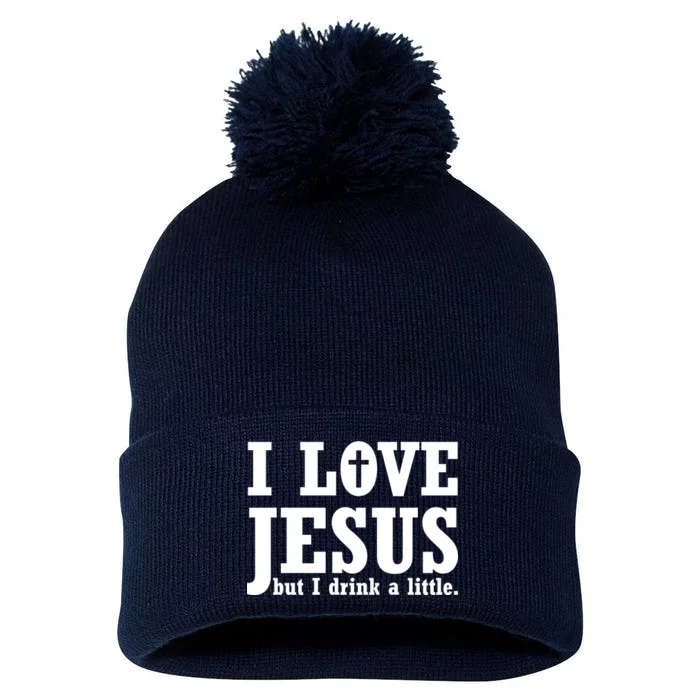 I Love Jesus But I Drink A Little Pom Pom 12in Knit Beanie