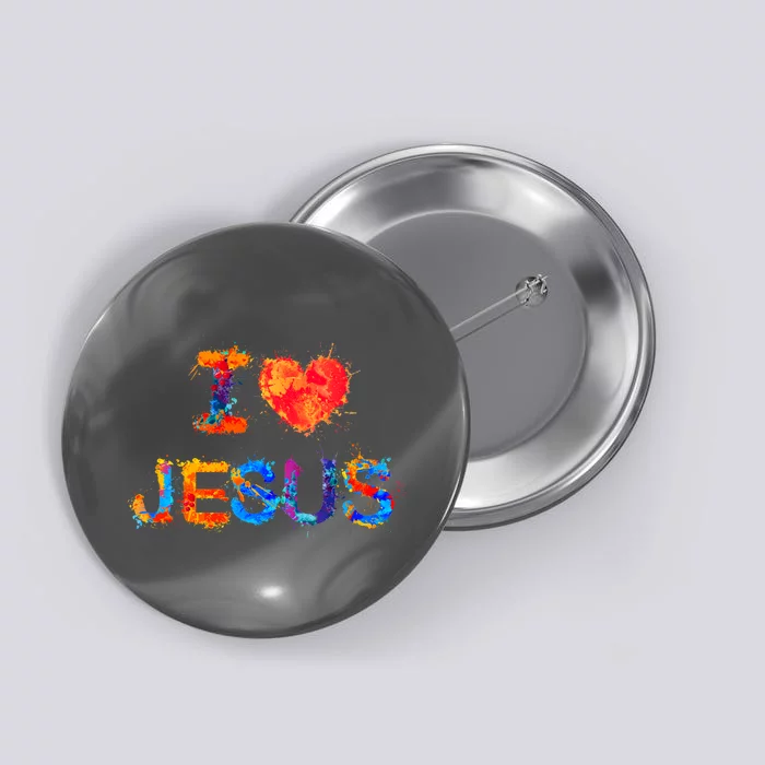 I Love Jesus Paint Splatter Button