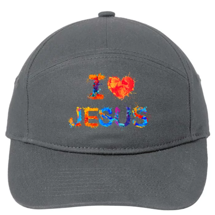 I Love Jesus Paint Splatter 7-Panel Snapback Hat