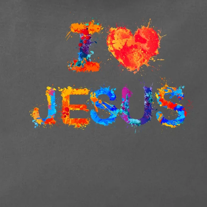 I Love Jesus Paint Splatter Zip Tote Bag