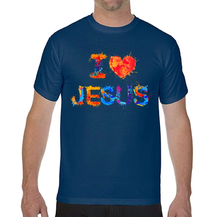 I Love Jesus Paint Splatter Comfort Colors T-Shirt