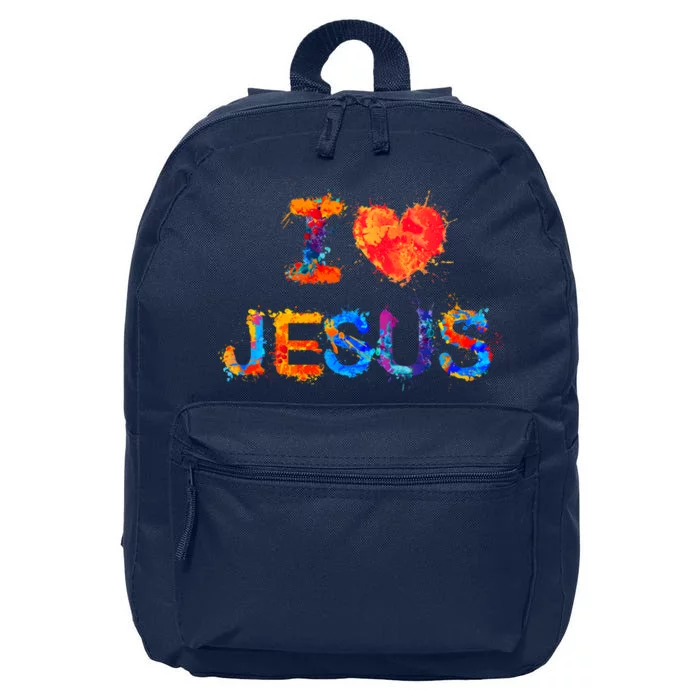 I Love Jesus Paint Splatter 16 in Basic Backpack