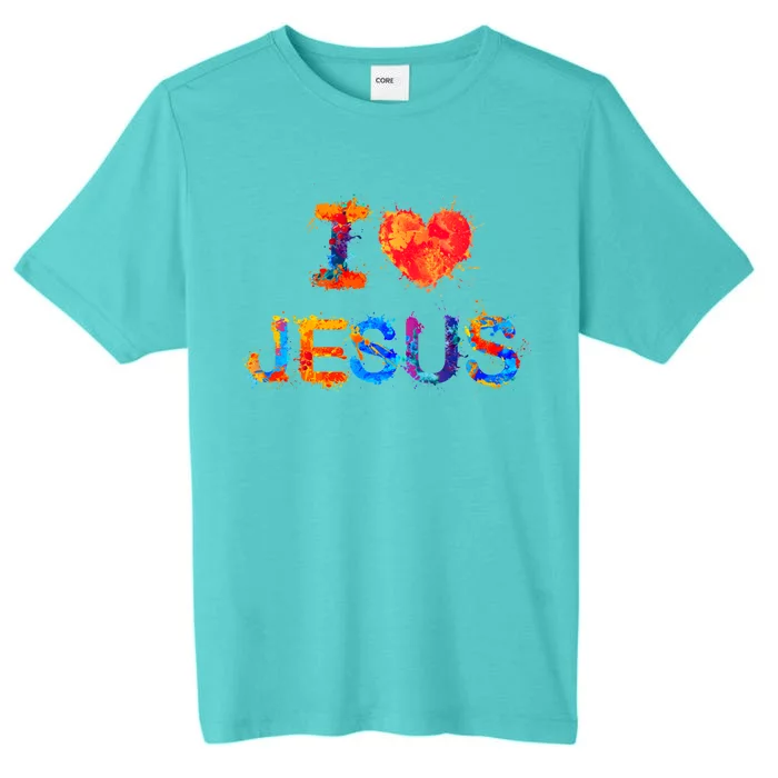 I Love Jesus Paint Splatter ChromaSoft Performance T-Shirt