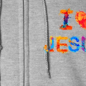 I Love Jesus Paint Splatter Full Zip Hoodie