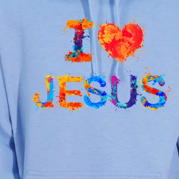 I Love Jesus Paint Splatter Unisex Surf Hoodie