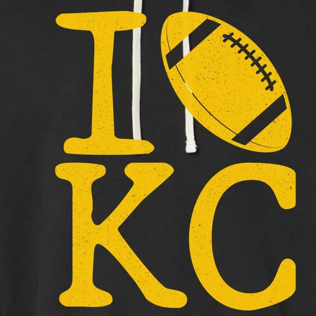 I Love Kansas City Football Fan Garment-Dyed Fleece Hoodie