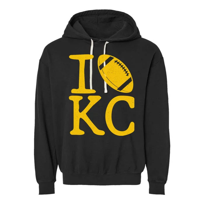 I Love Kansas City Football Fan Garment-Dyed Fleece Hoodie