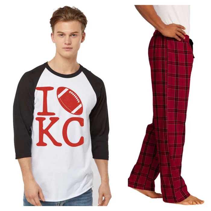 I Love Kansas City Football Fan Raglan Sleeve Pajama Set