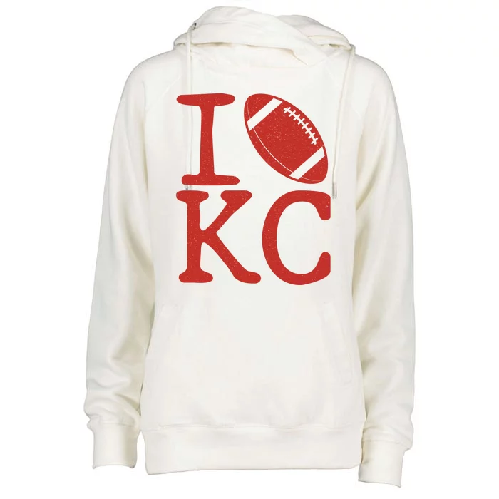 I Love Kansas City Football Fan Womens Funnel Neck Pullover Hood