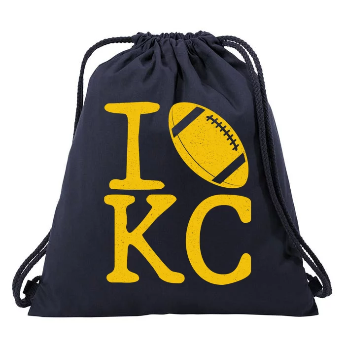 I Love Kansas City Football Fan Drawstring Bag