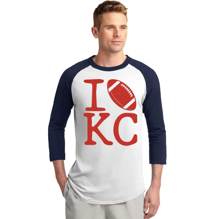 I Love Kansas City Football Fan Baseball Sleeve Shirt