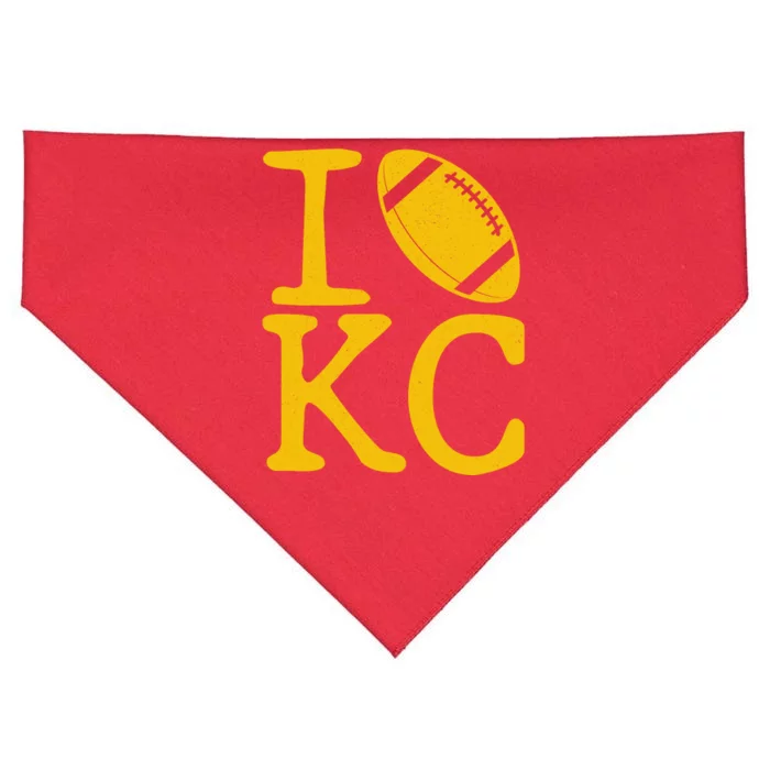 I Love Kansas City Football Fan USA-Made Doggie Bandana