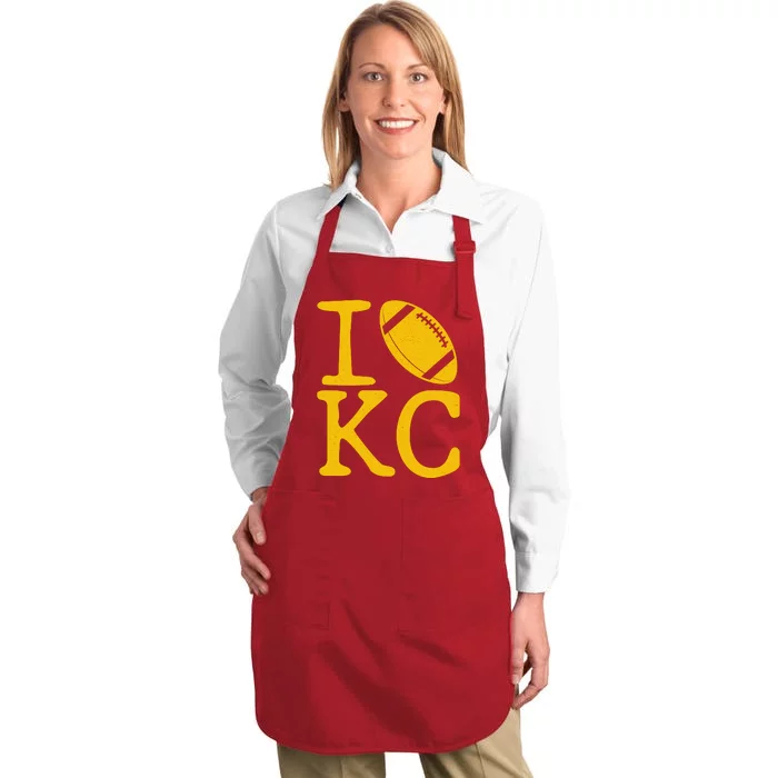 I Love Kansas City Football Fan Full-Length Apron With Pocket