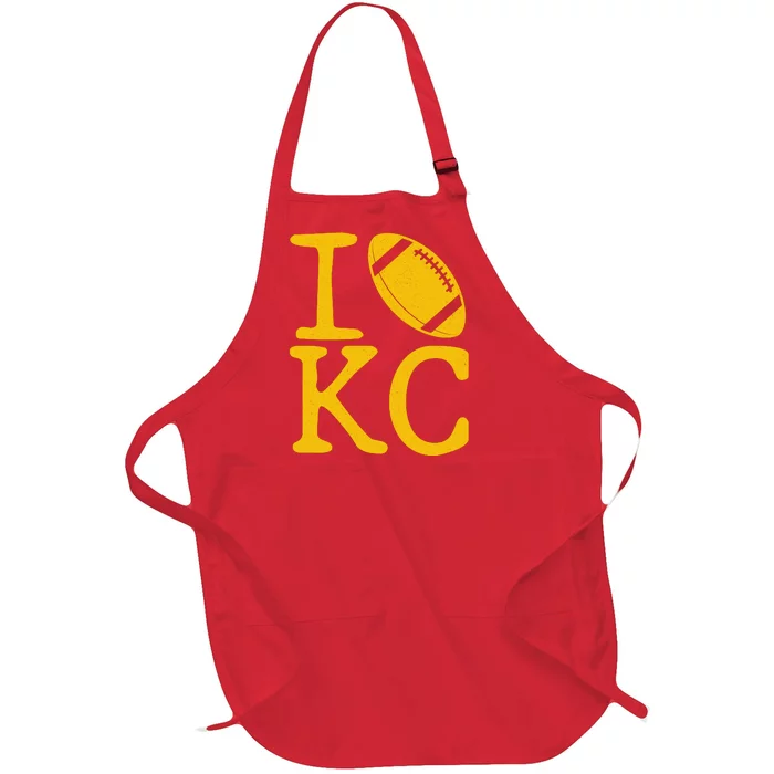 I Love Kansas City Football Fan Full-Length Apron With Pocket