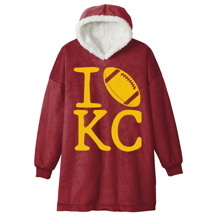 I Love Kansas City Football Fan Hooded Wearable Blanket