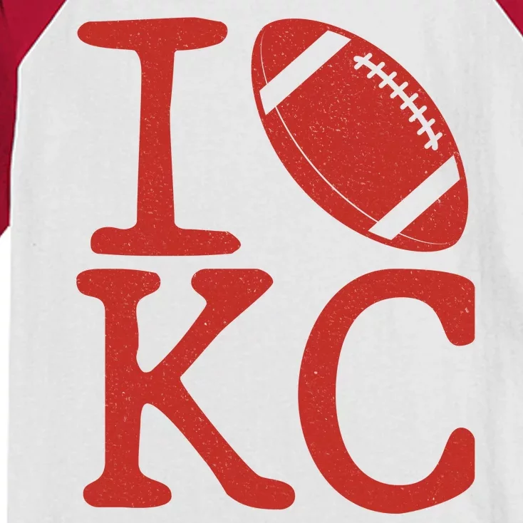 I Love Kansas City Football Fan Kids Colorblock Raglan Jersey