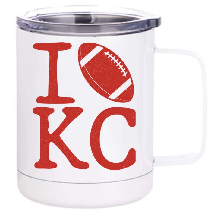 I Love Kansas City Football Fan Front & Back 12oz Stainless Steel Tumbler Cup