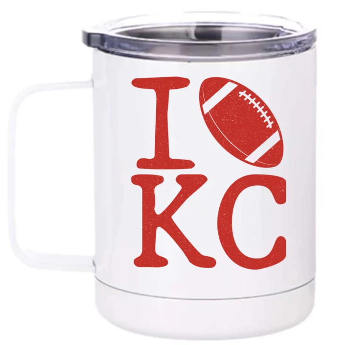 I Love Kansas City Football Fan Front & Back 12oz Stainless Steel Tumbler Cup