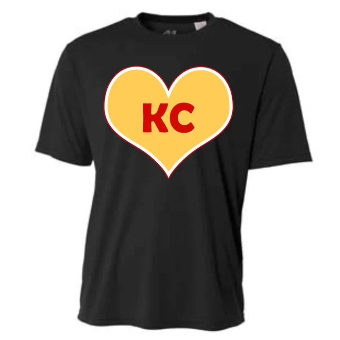 I Love Kansas City KC Football Heart Cooling Performance Crew T-Shirt