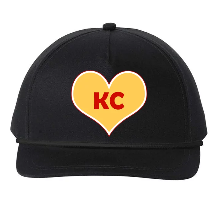 I Love Kansas City KC Football Heart Snapback Five-Panel Rope Hat