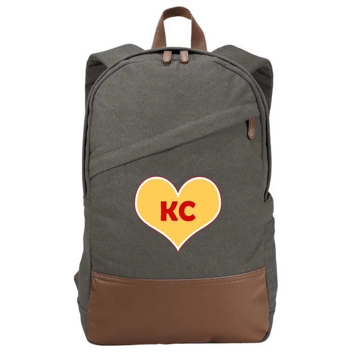 I Love Kansas City KC Football Heart Cotton Canvas Backpack