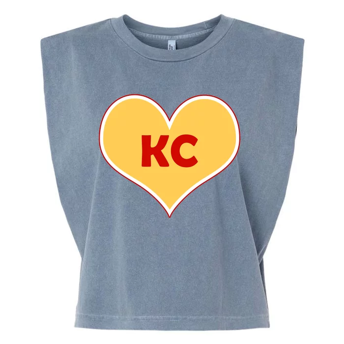 I Love Kansas City KC Football Heart Garment-Dyed Women's Muscle Tee