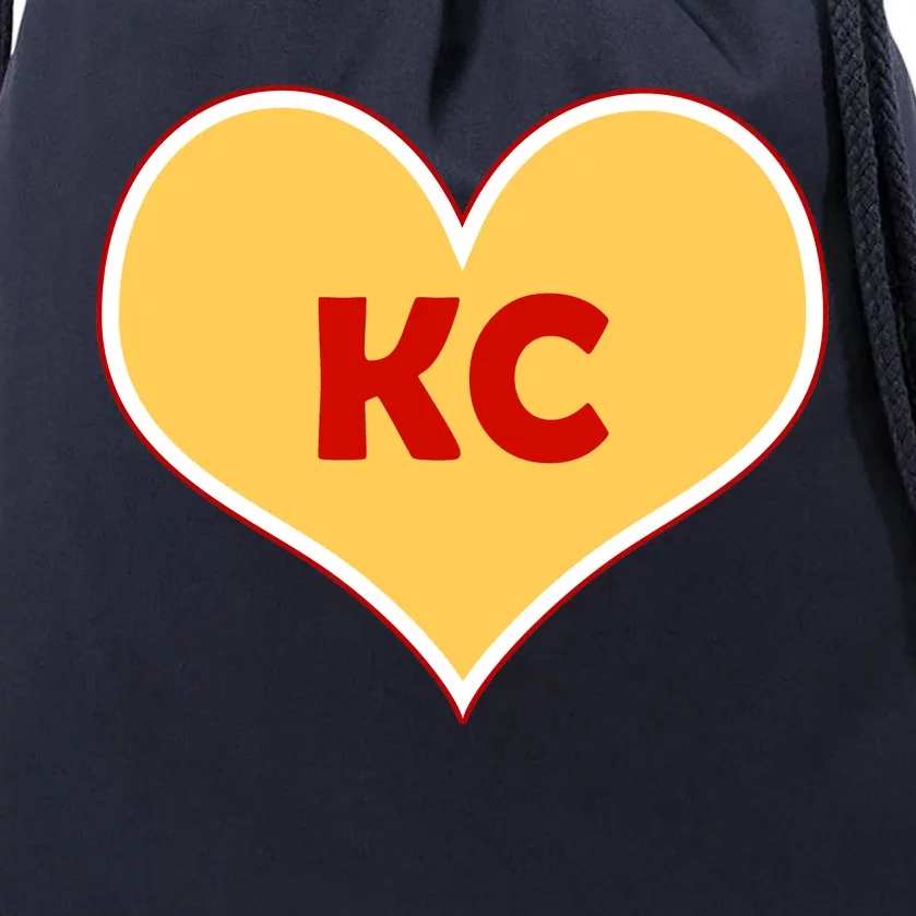 I Love Kansas City KC Football Heart Drawstring Bag