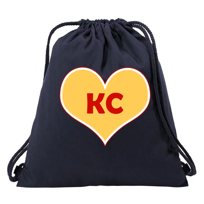 I Love Kansas City KC Football Heart Drawstring Bag