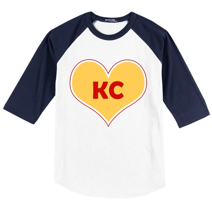 I Love Kansas City KC Football Heart Baseball Sleeve Shirt