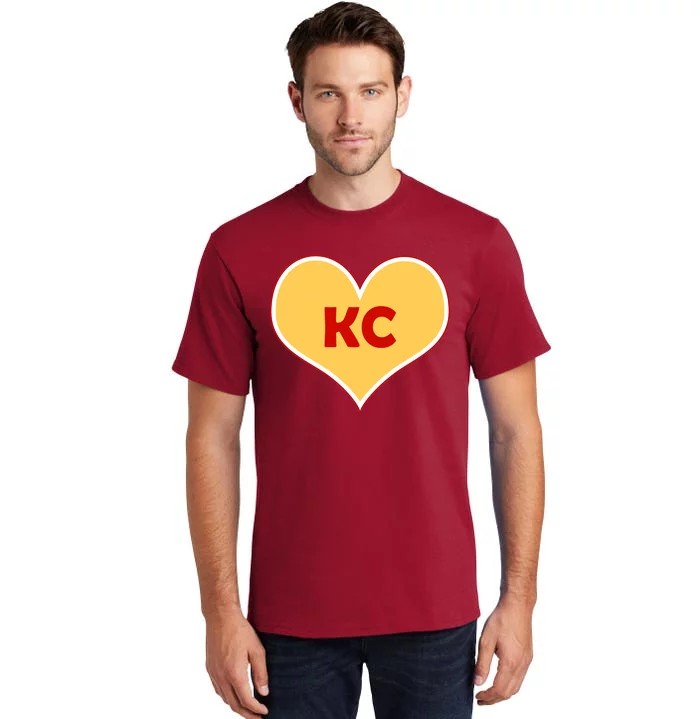 I Love Kansas City KC Football Heart Tall T-Shirt