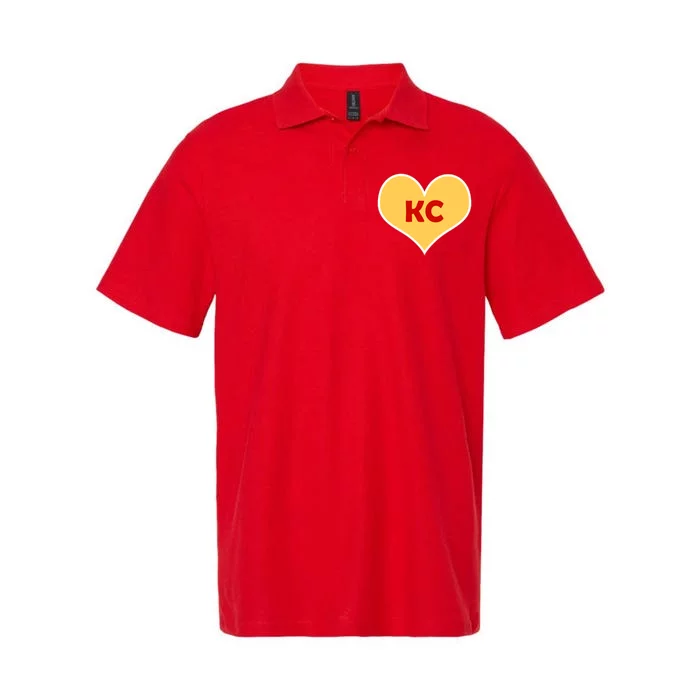 I Love Kansas City KC Football Heart Softstyle Adult Sport Polo