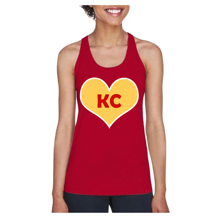 I Love Kansas City KC Football Heart Women's Racerback Tank