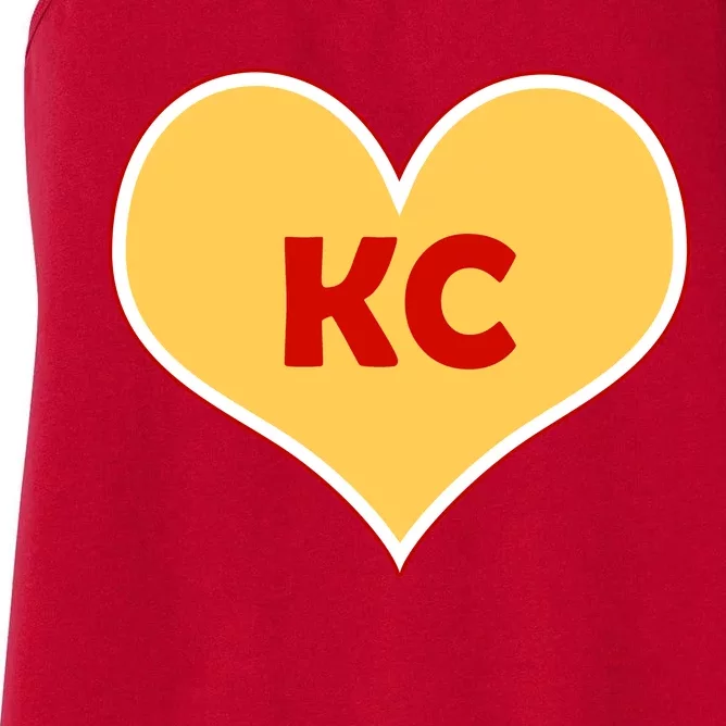 I Love Kansas City KC Football Heart Women's Racerback Tank