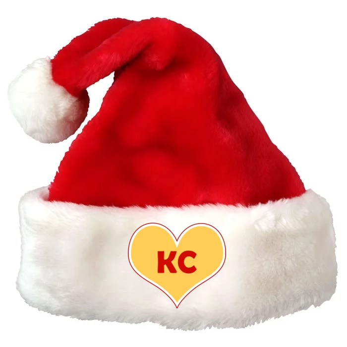 I Love Kansas City KC Football Heart Premium Christmas Santa Hat