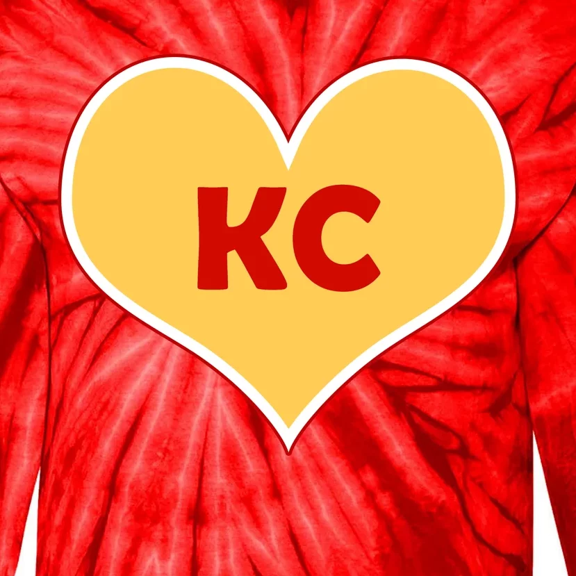 I Love Kansas City KC Football Heart Tie-Dye Long Sleeve Shirt