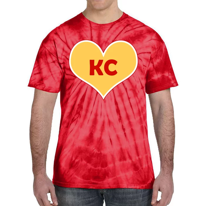 I Love Kansas City KC Football Heart Tie-Dye T-Shirt