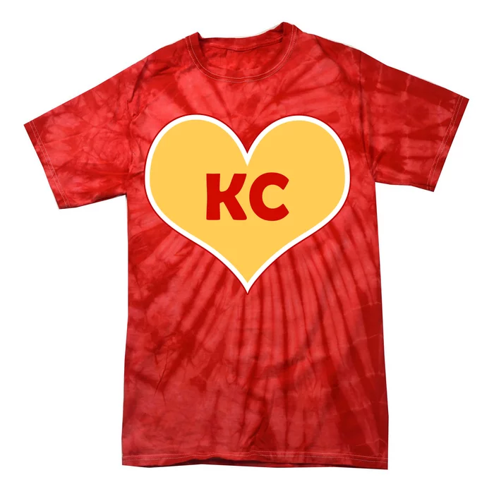 I Love Kansas City KC Football Heart Tie-Dye T-Shirt