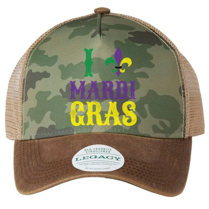 I Love Mardi Gras Legacy Tie Dye Trucker Hat