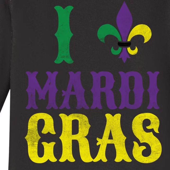 I Love Mardi Gras Baby Long Sleeve Bodysuit