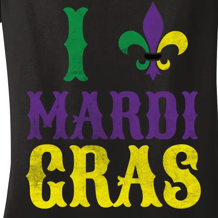 I Love Mardi Gras Women's V-Neck T-Shirt