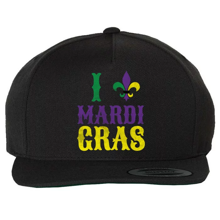 I Love Mardi Gras Wool Snapback Cap