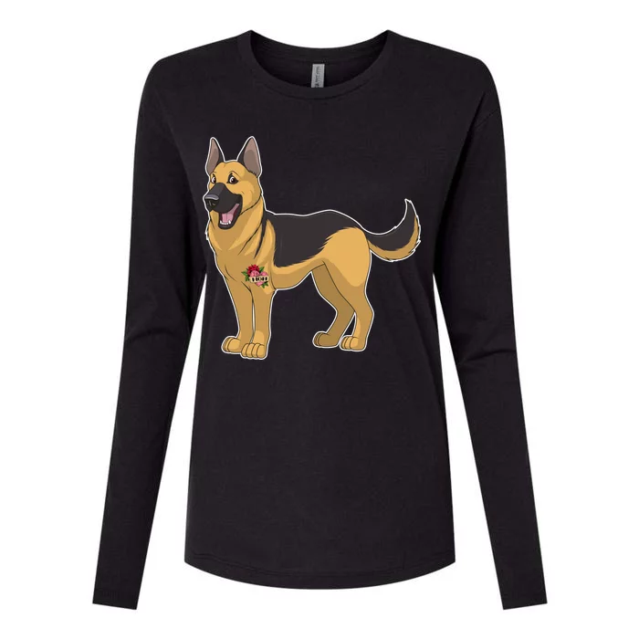 I Love Mom Tattoo German Shepard Womens Cotton Relaxed Long Sleeve T-Shirt