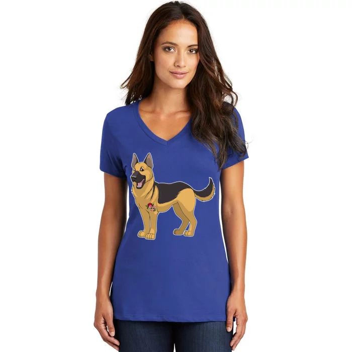 I Love Mom Tattoo German Shepard Women's V-Neck T-Shirt