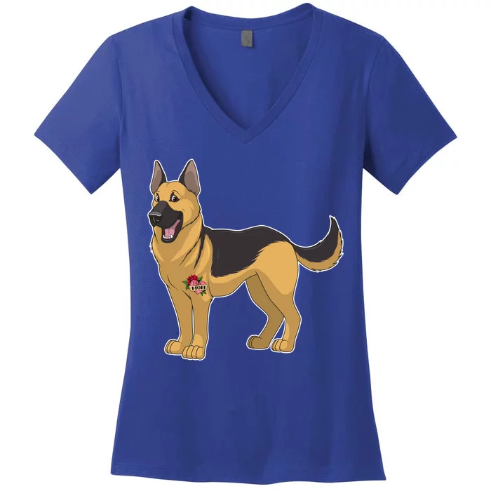 I Love Mom Tattoo German Shepard Women's V-Neck T-Shirt