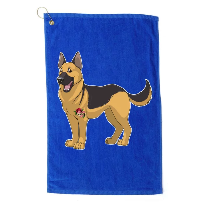 I Love Mom Tattoo German Shepard Platinum Collection Golf Towel