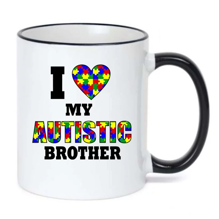 I Love My Autistic Brother Autism Black Color Changing Mug