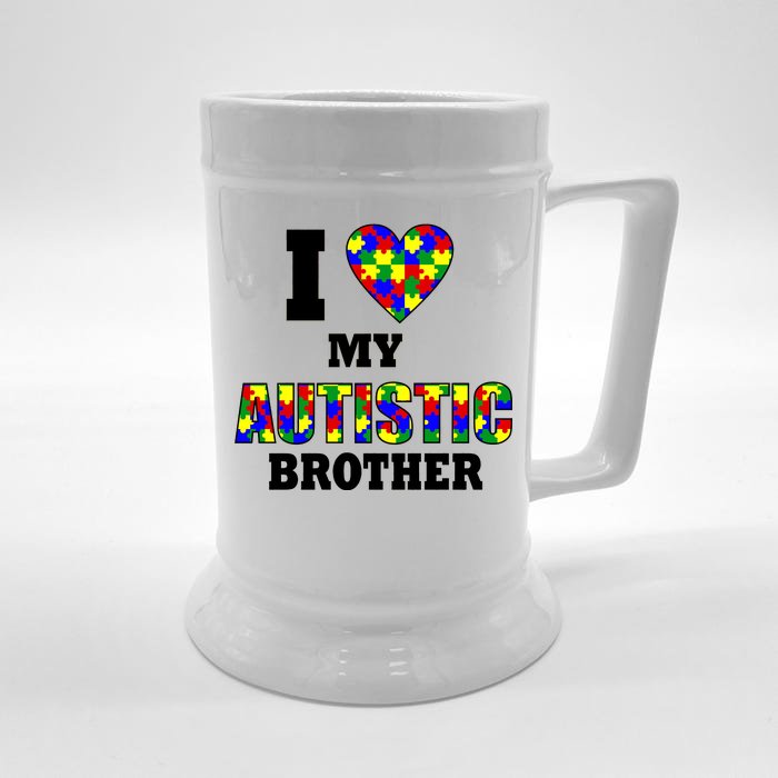 I Love My Autistic Brother Autism Front & Back Beer Stein