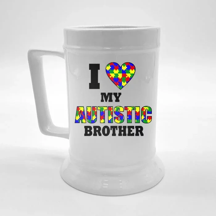 I Love My Autistic Brother Autism Front & Back Beer Stein