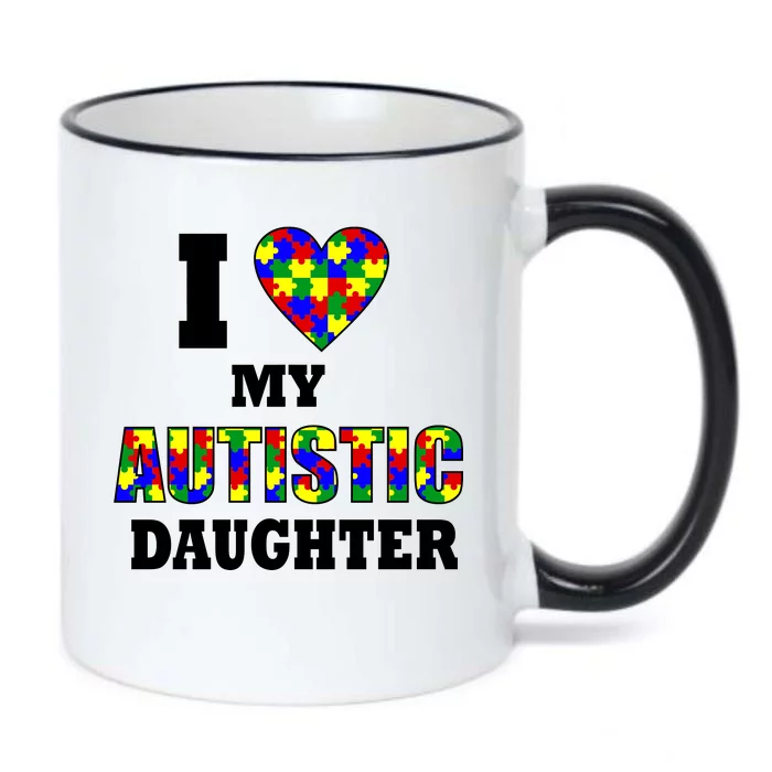 I Love My Autistic Daughter Autism Black Color Changing Mug