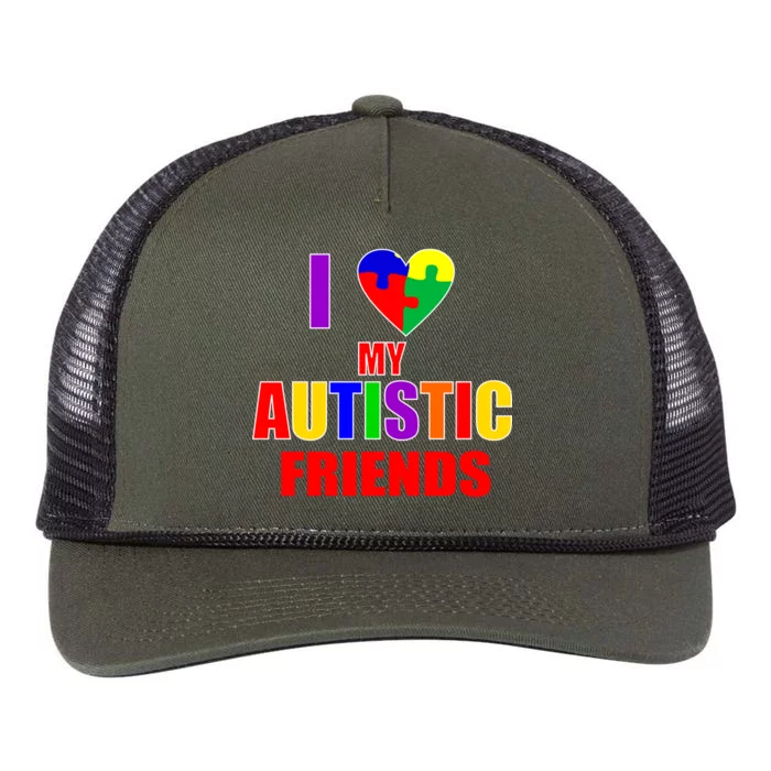 I Love My Autistic Friends Retro Rope Trucker Hat Cap